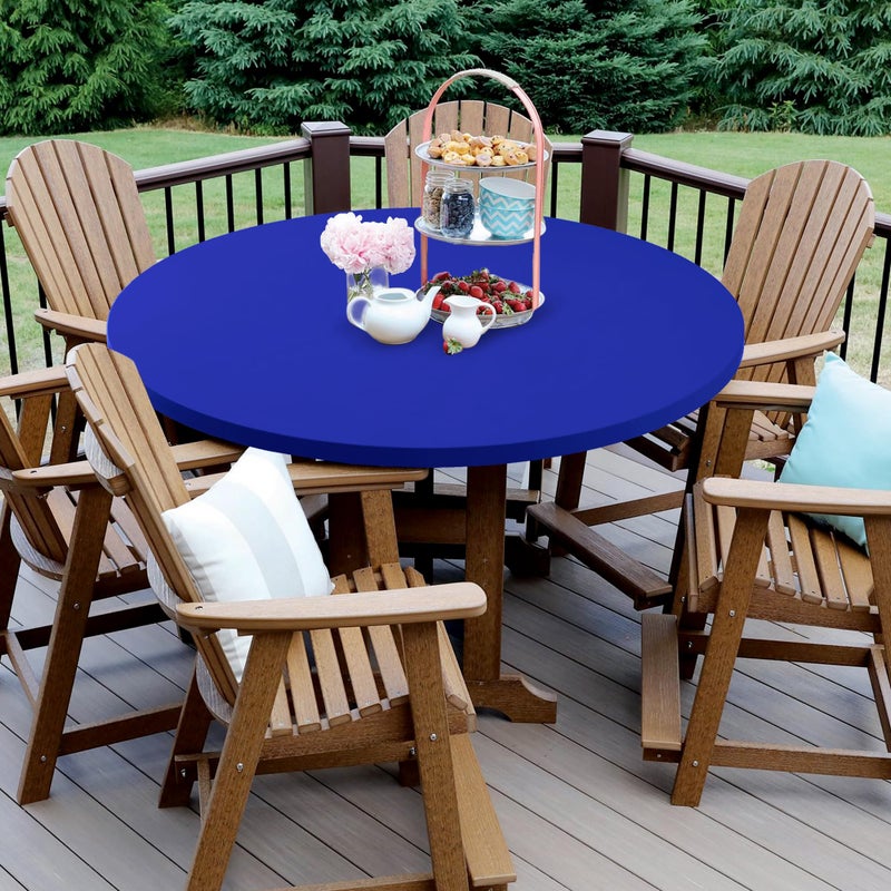 Enjoyidea Fitted Round Table Covers 48 Inch-2 Pack Royal Blue Elastic Spandex Table Cloth-Small Stretch Folding Circle Tablecloths Topper Cap for Kitchen Dining Commercial Party Picnic Event Banque - Image 2