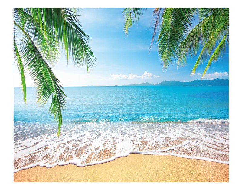 Allenjoy 10X8ft Tropical Summer Backdrop Beach Palm Leaves Photography Background for Wedding Happy Birthday Baby Shower Decoration Banner Photo Booth Props Yellow