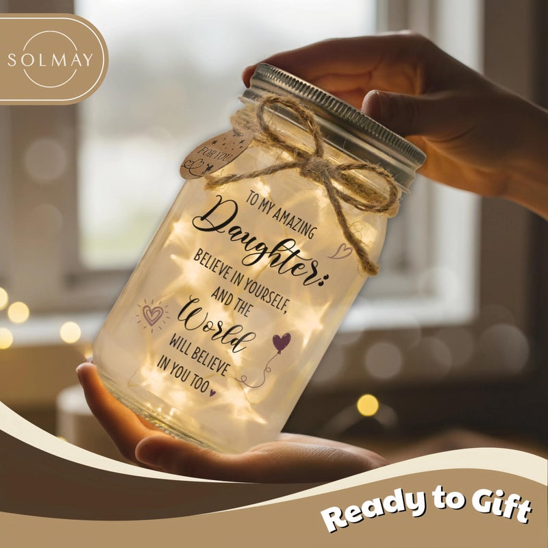 SOLMAY Unique Daughter Gifts from Mom, Mother Daughters Gift & Birthday Gifts for Daughter Adult, Easter Gift for Daughters, Mason Jar Light Keepsake - Image 2