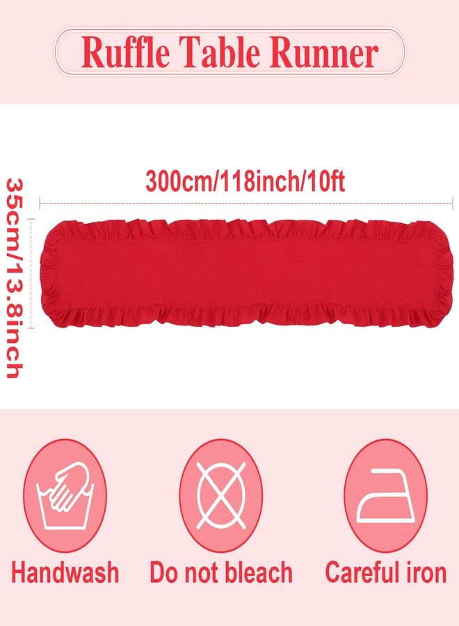 اودين مفرش طاولة أودين أحمر مكشكش من قماش قطني، مقاس 118 × 13.8 بوصة، بتصميم ريفي أنيق وحواف مكشكشة، مثالي لتزيين حفلات الزفاف، وحفلات أعياد الميلاد، وحفلات استقبال المولود، وحفلات توديع العزوبية. - Image 3