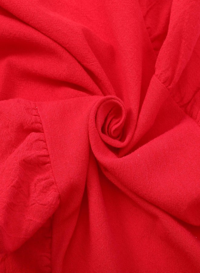 اودين مفرش طاولة أودين أحمر مكشكش من قماش قطني، مقاس 118 × 13.8 بوصة، بتصميم ريفي أنيق وحواف مكشكشة، مثالي لتزيين حفلات الزفاف، وحفلات أعياد الميلاد، وحفلات استقبال المولود، وحفلات توديع العزوبية. - Image 2