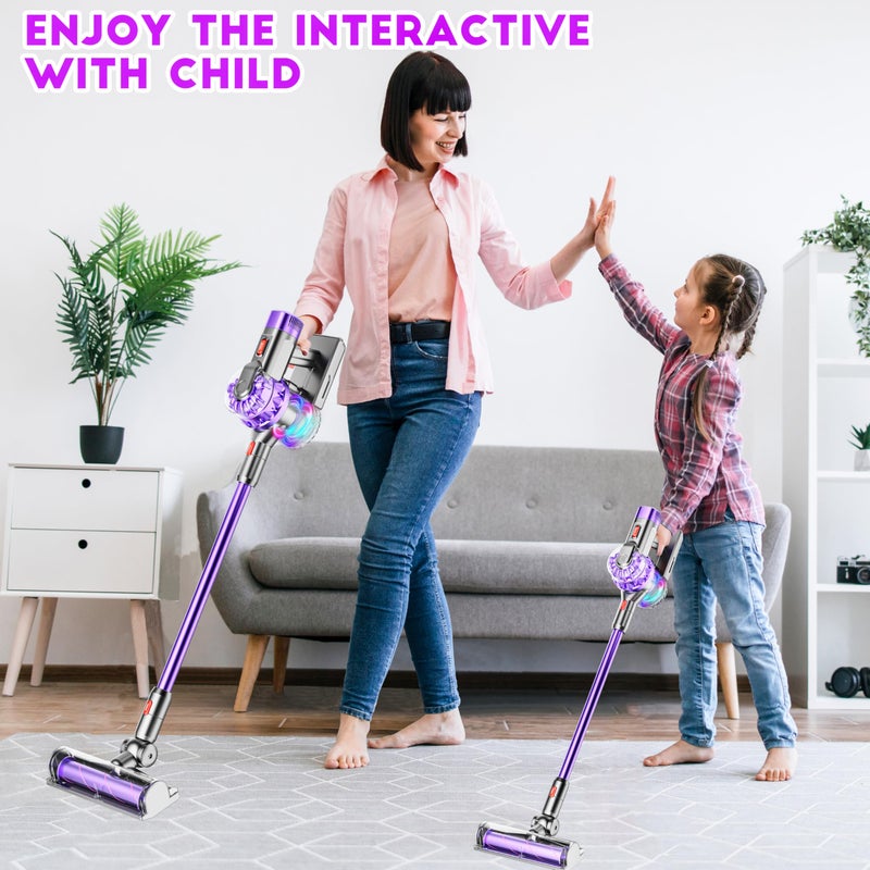 BLAXTEM 4-in-1 Kids Toy Vacuum That Works, Toddler Pretend Play Cleaning Set with Real Suction, Toys Working Cleaner Birthday Idea for 3 4 5 6 7+ Year Girl Boy (Purple) - Image 5