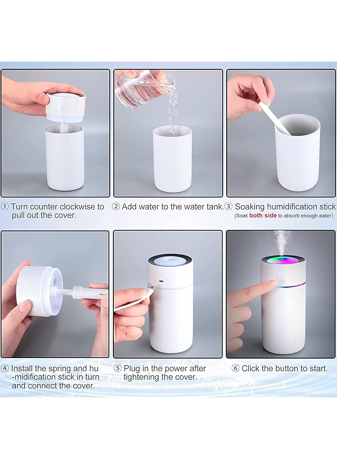 erorex Car Diffuser Car Humidifier Cool Mist Portable Mini Usb Humidifier For Plants Car Baby Bedroom With Auto Shut Off Best Personal Humidifier 320Ml White - Image 4