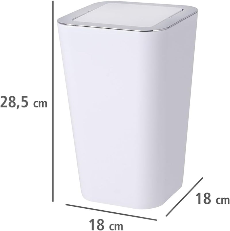 Wenko Candy Swing Cover Bin, Polystyrene, Home and Bathroom Waste Can, Lidded Dustbin, Lightweight & Sturdy, 6L Capacity, 18x28.5x18cm, White - Image 4