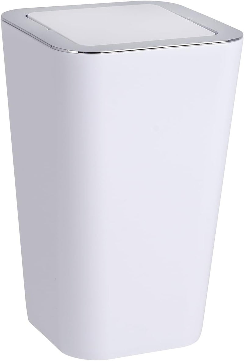 Wenko Candy Swing Cover Bin, Polystyrene, Home and Bathroom Waste Can, Lidded Dustbin, Lightweight & Sturdy, 6L Capacity, 18x28.5x18cm, White - Image 1