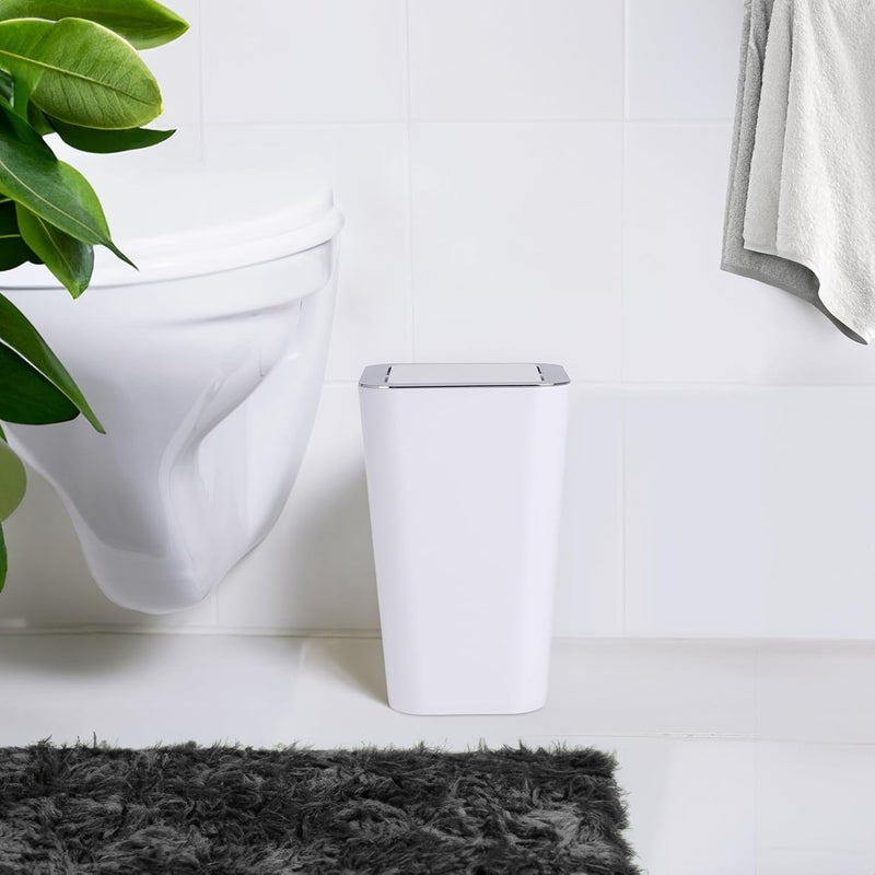 Wenko Candy Swing Cover Bin, Polystyrene, Home and Bathroom Waste Can, Lidded Dustbin, Lightweight & Sturdy, 6L Capacity, 18x28.5x18cm, White - Image 5