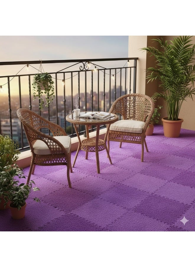 Interlocking foam floor mats, 12 tiles, 30cm x 30cm, for children and home exercise equipment, purple - Image 4