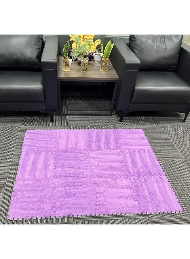 Interlocking foam floor mats, 12 tiles, 30cm x 30cm, for children and home exercise equipment, purple - Image 2