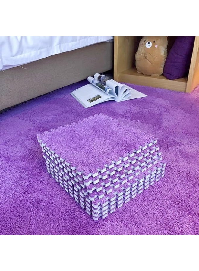 Interlocking foam floor mats, 12 tiles, 30cm x 30cm, for children and home exercise equipment, purple - Image 1