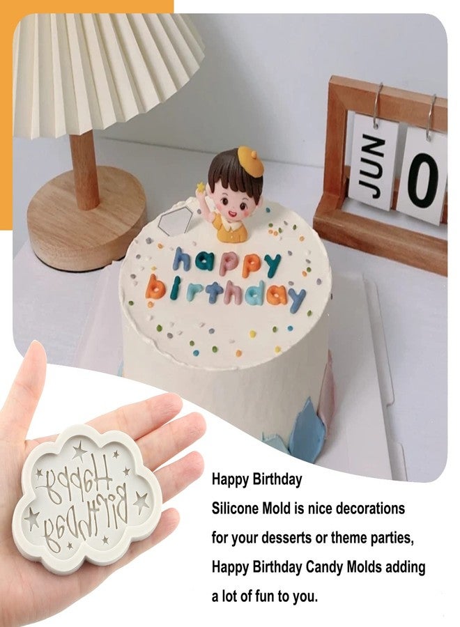 Sijiangmold Happy Birthday Silicone Molds Birthday Alphabet Fondant Silicone Mold Chocolate Molds Letters Silicone Fondant Cake Molds For Cake Decorating Cupcake Topper Polymer Clay Set Of 6 - Image 3