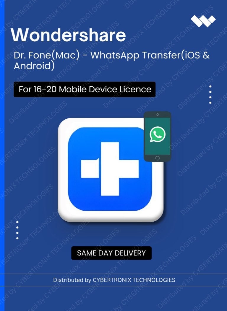 Wondershare Dr.Fone (ماك) - نقل واتساب (iOS و Android) | 16-20 جهاز موبايل | ترخيص رقمي | توصيل في نفس اليوم