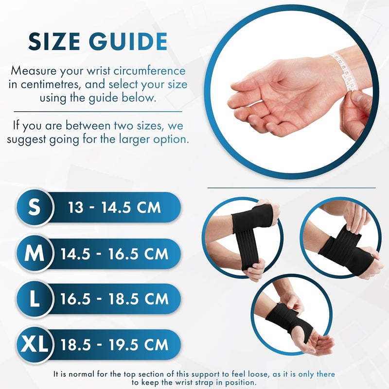Actesso Elastic Wrist Support With Strap Ideal for Sprains Injury or Tendonitis with no metal bar Support without inhibiting flexibility Left or Right Black S Pack of 1 - Image 2