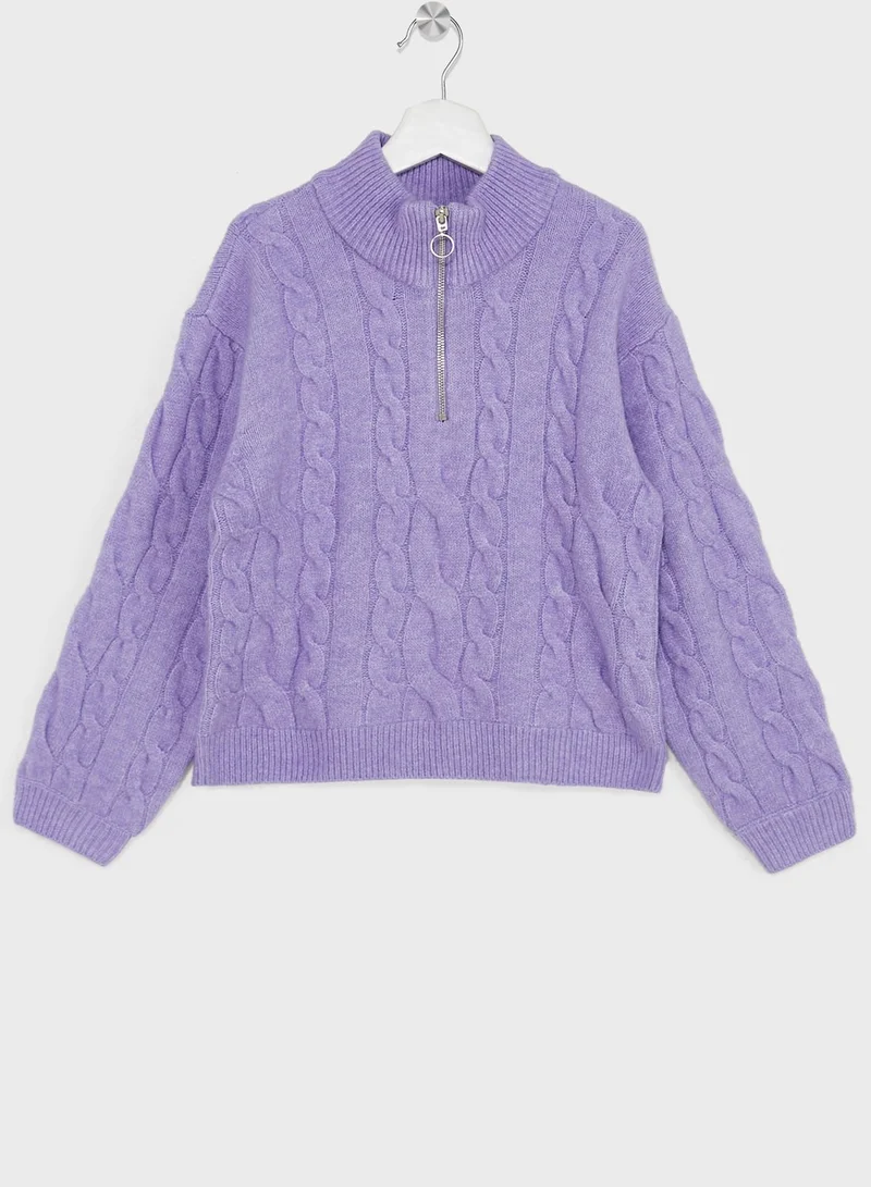 Vero Moda Girl Kids Essential Zip Pull Sweater