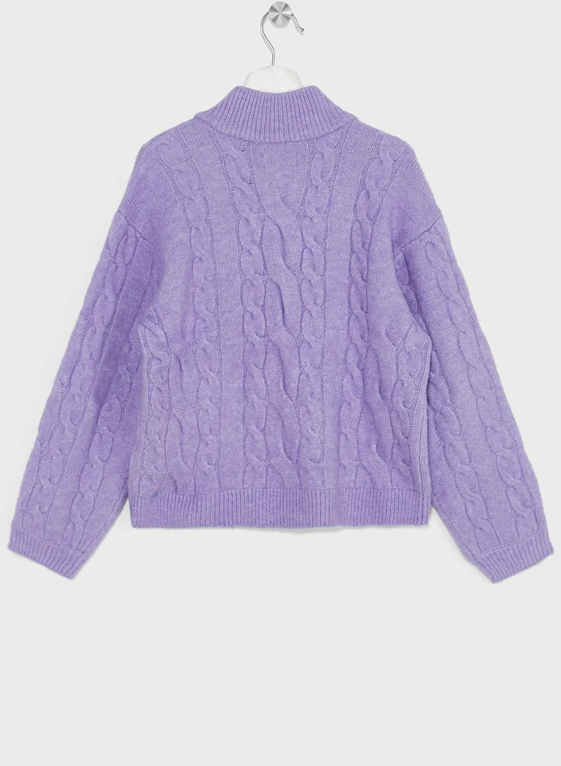 Vero Moda Girl Kids Essential Zip Pull Sweater