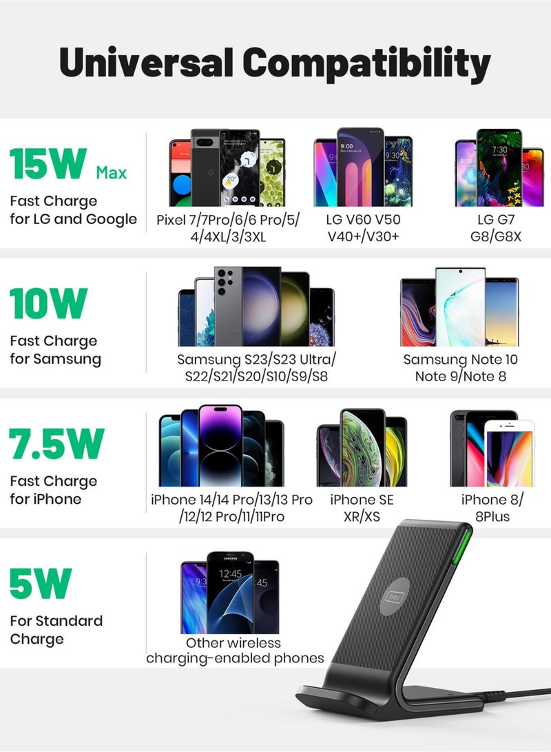 اي ان اي يو شاحن لاسلكي حامل شحن لاسلكي سريع بقدرة 15 وات مع ضوء متكيف مناسب للنوم - Image 4