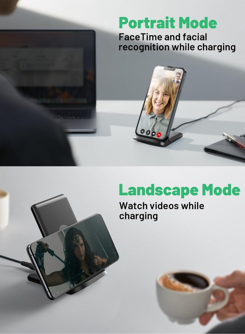 اي ان اي يو شاحن لاسلكي حامل شحن لاسلكي سريع بقدرة 15 وات مع ضوء متكيف مناسب للنوم - Image 5