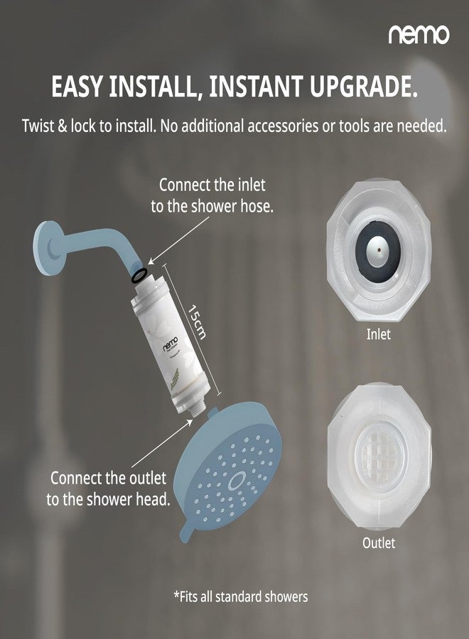 NEMO Vitamin Shower Filter (Simple White Musk) | Made in South Korea | Vitamin C + Glycerin Enriched | For Soft Skin & Smooth Hair | Advanced Chlorine & Rust Removal | De-stress with Aromatherapy - Image 3