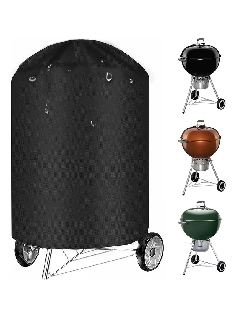 Meetion MEETION Grill Cover 28 inch, BBQ Grill Cover Black, Waterproof BBQ Gas Grill Cover, Heavy Duty & Waterproof Covers for Weber 22 Inch Master Touch Charcoal Grill, Original Kettle Grill  - Image 1