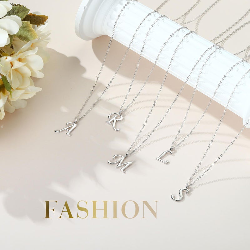 Yoosteel 925 Sterling Silver Initial Necklaces for Women, White Gold Plated Silver Tiny M Necklace for Women Cute Sterling Silver Initial Necklaces for Jewelry for Women - Image 5