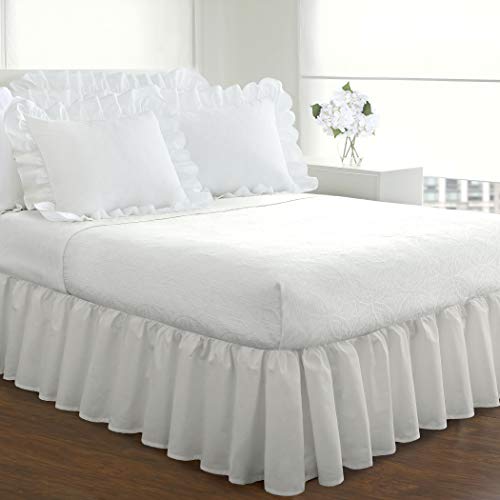 FRESH IDEAS Bedding Ruffled Bedskirt, Classic 18” Drop Length, Gathered Styling, King, White, FRE30118WHIT04 - Image 4