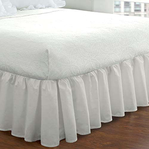 FRESH IDEAS Bedding Ruffled Bedskirt, Classic 18” Drop Length, Gathered Styling, King, White, FRE30118WHIT04 - Image 5