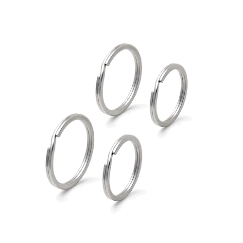 Flickzo 316 Stainless Steel Key Rings 4 Pack (2×1.18in & 2×1.37in) Rustproof Heavy Duty Split Rings for Car Keys, Dog Tags, Diving, Boating, Outdoor, Pool, Lab, DIY Crafts - Image 1