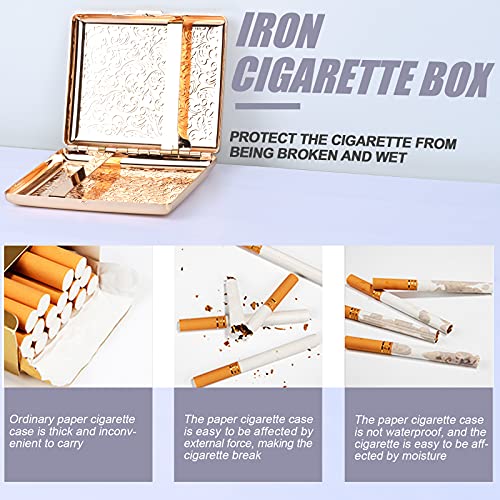 EYIDADAE Stylish Design Retro Metal Cigarette Case -Double Sided Spring Clip Open Cigarette,Pocket Holder Credit Card Holder Protective Security Wallet for Men and Women,Holds 18-20 100mm (Vine Gold) - Image 3