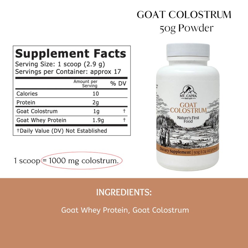 Mt Capra Mt. Capra Goat Milk Colostrum | for Healthy Immune System, Gut, and Athletic Performance | Grass-Fed, High in Immunoglobulins | 17 Servings - 50 Grams - Image 2