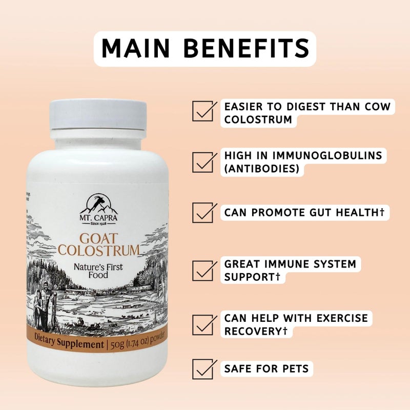 Mt Capra Mt. Capra Goat Milk Colostrum | for Healthy Immune System, Gut, and Athletic Performance | Grass-Fed, High in Immunoglobulins | 17 Servings - 50 Grams - Image 3