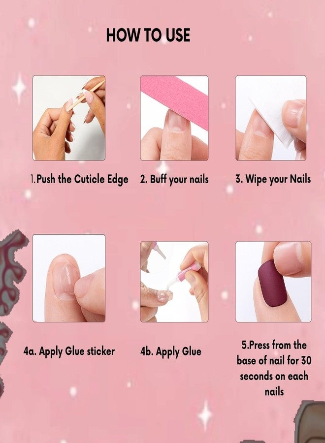 Sparkling Nailon Handmade UV Gel Press On Nails for Women | Peach Pink Glossy Acrylic Artificial Nail Extensions | Reusable Round Shape Stick On Fake Nails | Designer Nail Art Kit | Set of 14 Tips - Image 5