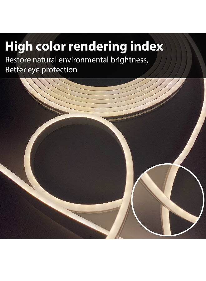 LED Neon Light, 5M 4000K Warm White LED Strip Lights, 12V Flexible Waterproof Neon Rope Lights, 120LEDs/M, for Home Indoor Outdoor Commercial Lighting Decoration (with Power Adapter) - Image 3