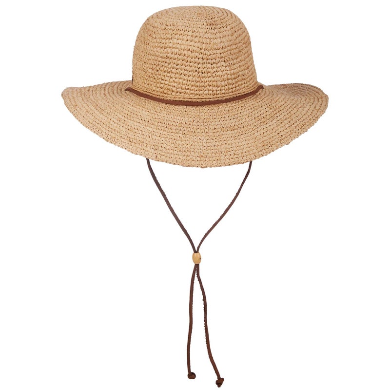 Scala Women's Big Brim Raffia Hat with Leather Chin Cord, Natural, One Size - Image 3