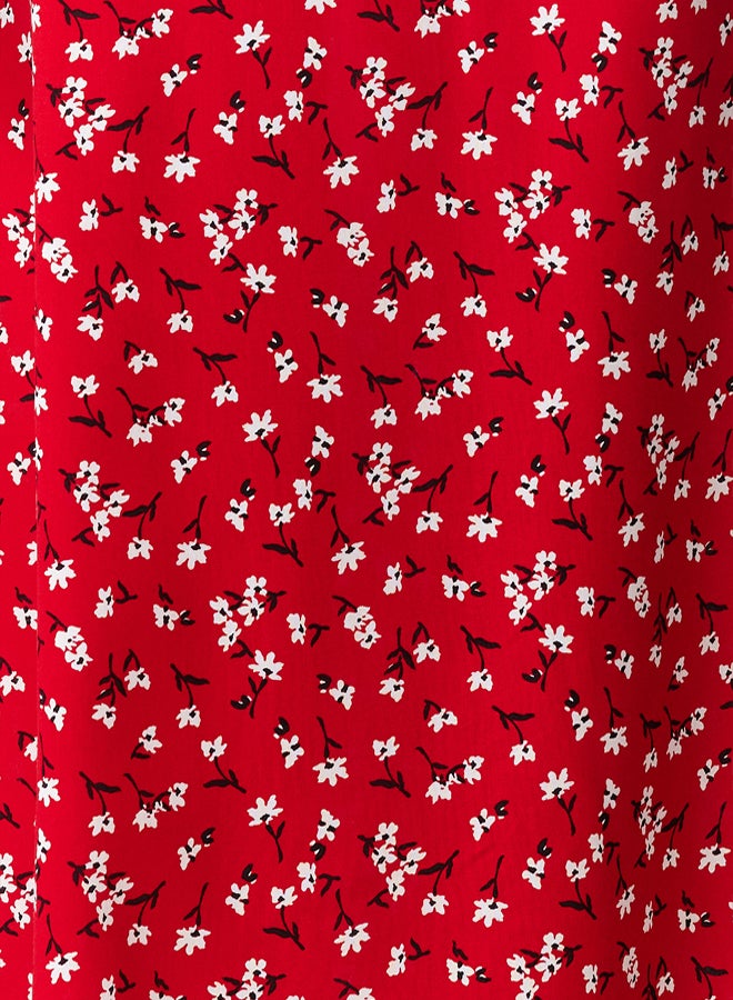 trendyol Red Floral Viscose Maxi Woven Dress  - Image 4