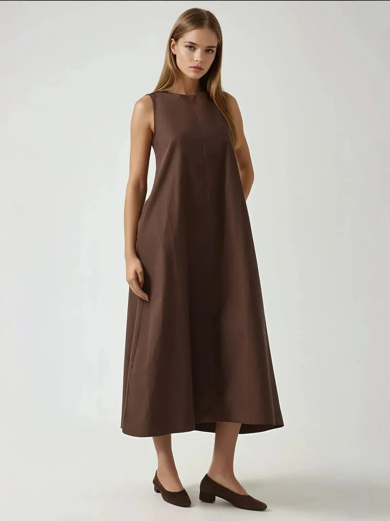 HICCUP Mixray Collection Crew Neck Sleeveless A-Form Maxi Dress