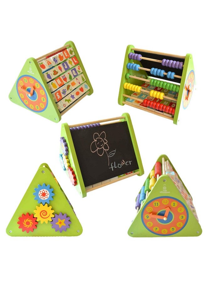 Shumee Handmade 5-In-1 Wooden Activity Triangle(2+ Years) | Multicolor, Learn Alphabets, Counting, Drawing & Writing Board, 100% Child Safe, Montessori, Wooden Abacus Educational Toys, Stem Toys - Image 1