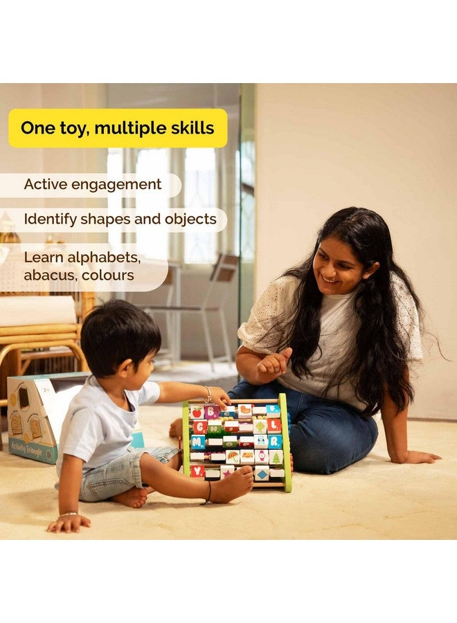 Shumee Handmade 5-In-1 Wooden Activity Triangle(2+ Years) | Multicolor, Learn Alphabets, Counting, Drawing & Writing Board, 100% Child Safe, Montessori, Wooden Abacus Educational Toys, Stem Toys - Image 4