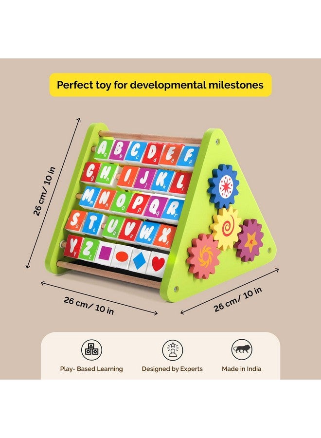 Shumee Handmade 5-In-1 Wooden Activity Triangle(2+ Years) | Multicolor, Learn Alphabets, Counting, Drawing & Writing Board, 100% Child Safe, Montessori, Wooden Abacus Educational Toys, Stem Toys - Image 5