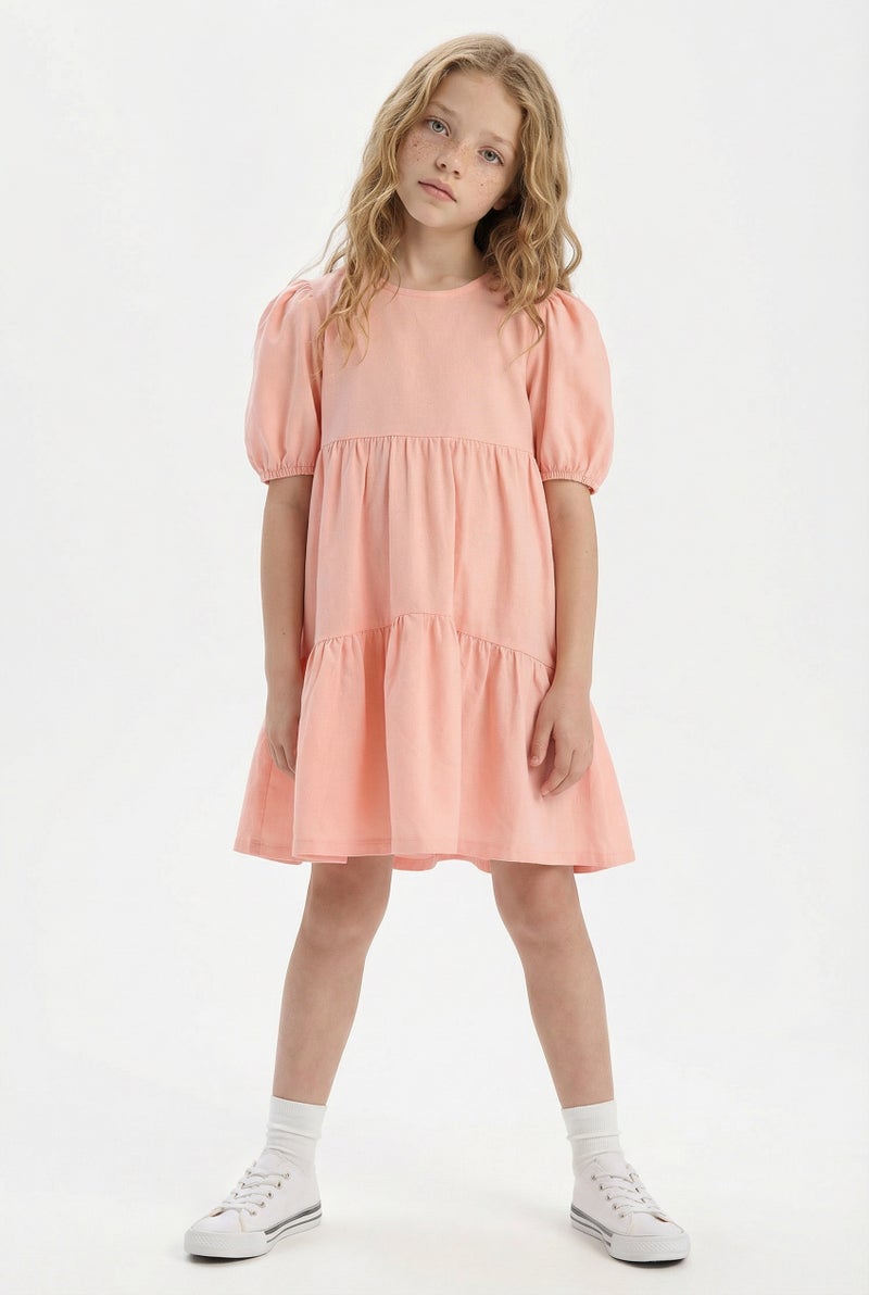 DeFacto Pink Girl Regular Fit Short Sleeve Woven Dress Casual - Image 2