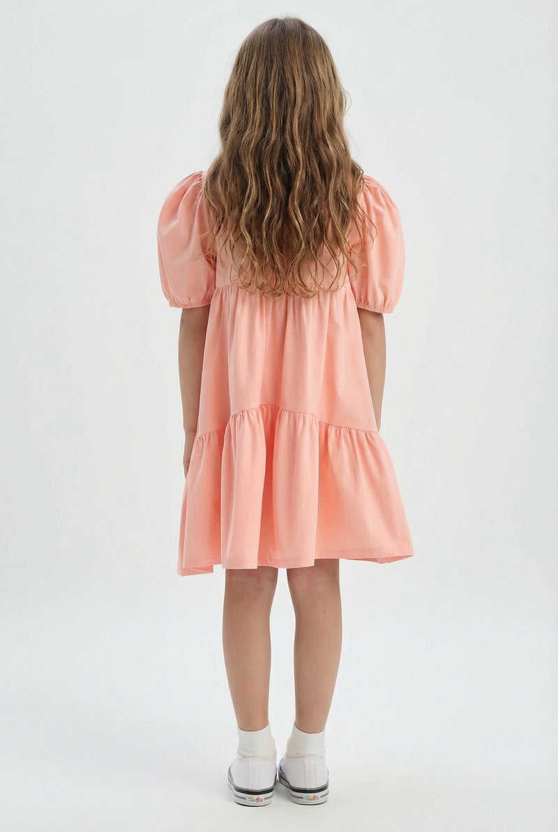 DeFacto Pink Girl Regular Fit Short Sleeve Woven Dress Casual - Image 5