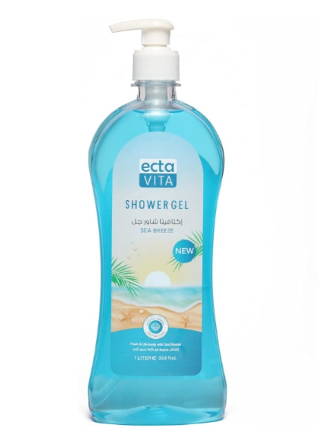 ectavita Shower Gel Sea Breeze Scent - Long-lasting Freshness & Vitality - Economy Size 1 Liter