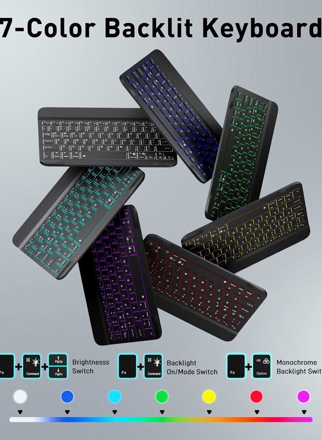 SAMTUNK Keyboard Case for Samsung Galaxy Tab A7 Lite 8.7 inch 2021 Cover - 7 Color Backlit Detachable Magnetic Keyboard with Mouse - Black - Image 4
