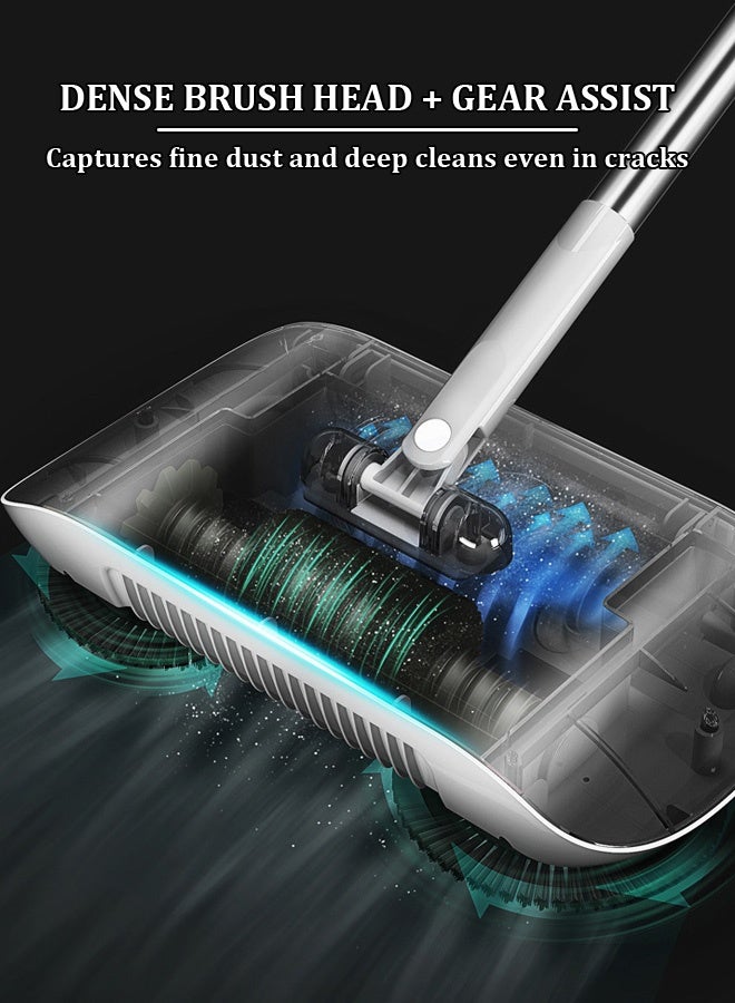 Push sweeper - 2-in-1 All-in-One Floor Cleaner with 180° Rotating Head, Dustpan & Reusable Pads - Effortless Space-Saving Cleaning Tool - Image 4