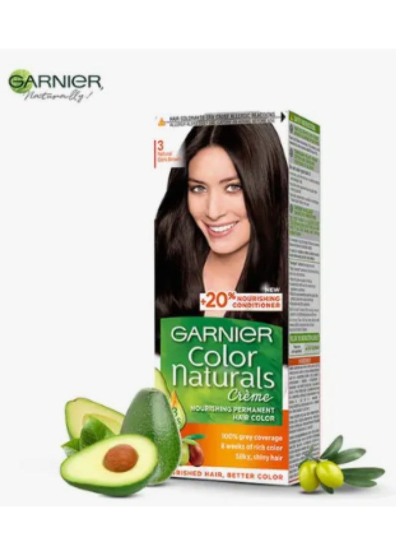 Garnier Garnier Color Naturals Permanent Creme Hair Color - 3 Dark Brown 112 ML  - Image 2