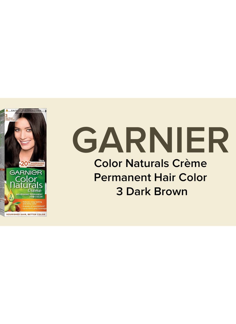 Garnier Garnier Color Naturals Permanent Creme Hair Color - 3 Dark Brown 112 ML  - Image 4