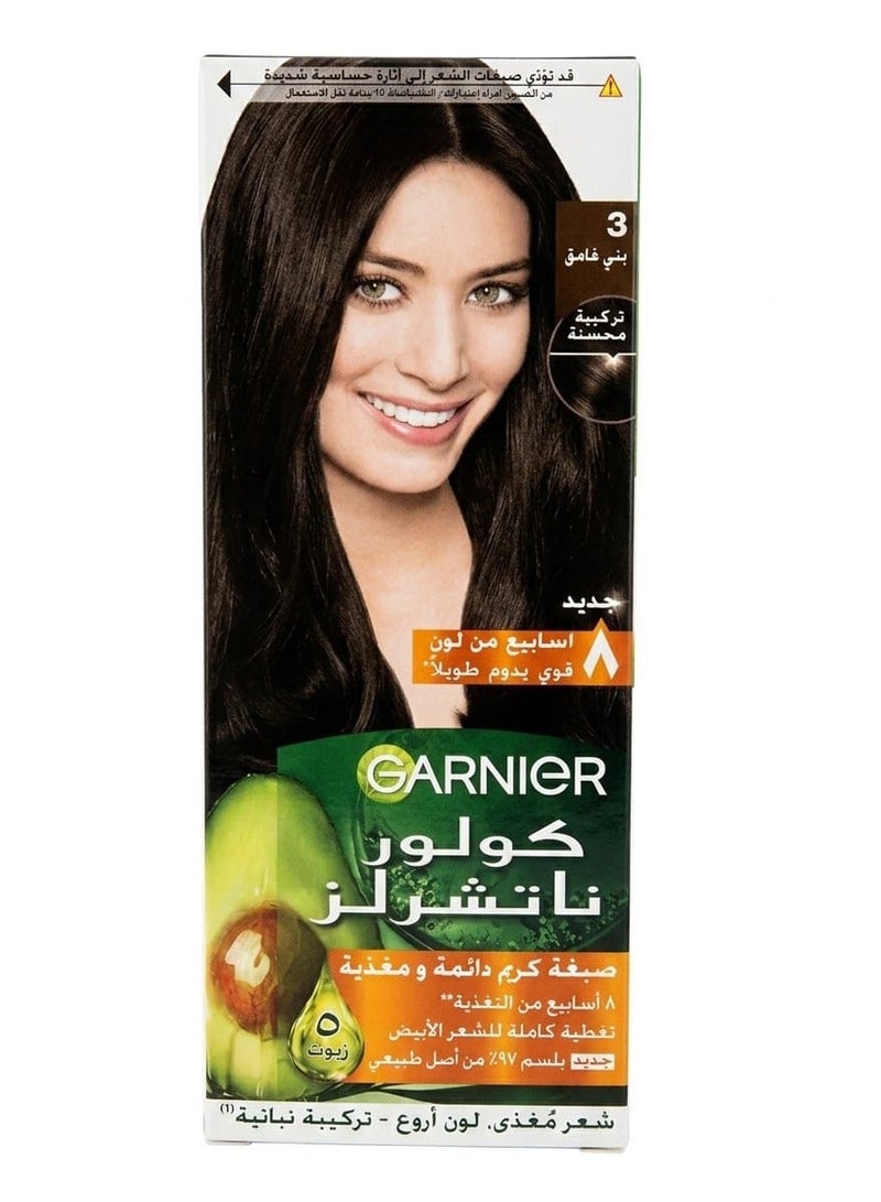 Garnier Color Naturals Permanent Creme Hair Color - 3 Dark Brown 112 ML - Image 1