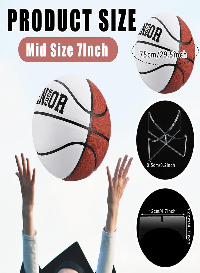 Liliful 2026 Graduation Autograph Basketball Football Blank Official Size with Acrylic Stand Signature Pen Pump for High School College Senior Night Class of 2026 Gift(1 Set,Congrats Basketball) - Image 2