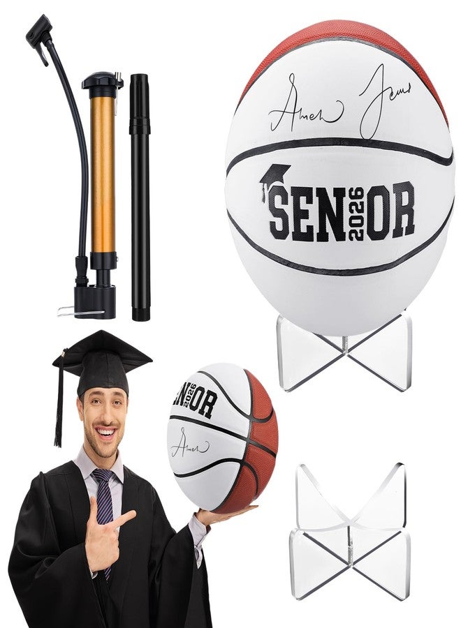 Liliful 2026 Graduation Autograph Basketball Football Blank Official Size with Acrylic Stand Signature Pen Pump for High School College Senior Night Class of 2026 Gift(1 Set,Congrats Basketball) - Image 1