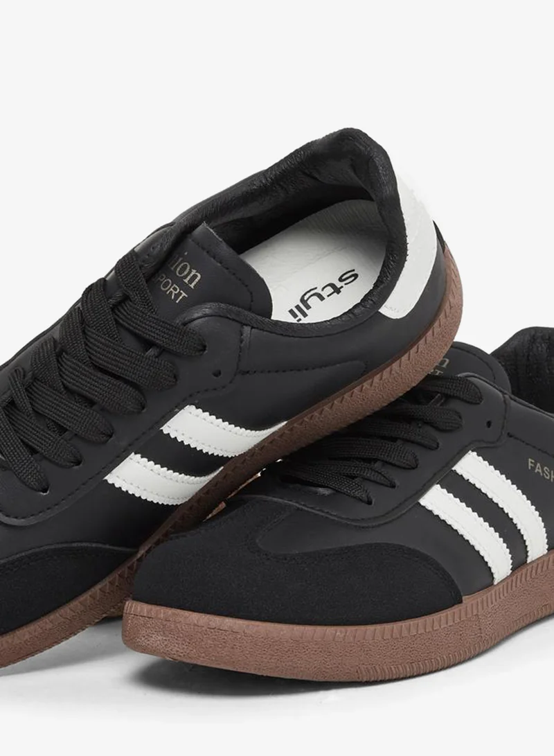 Styli Active Striped Lace Up Sneakers