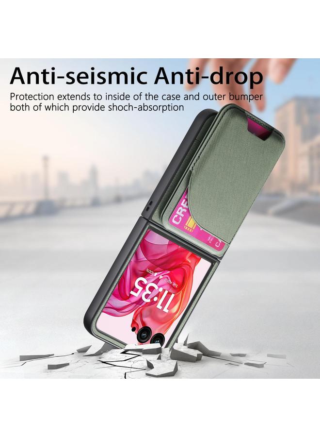 S-TOP Case For Motorola Razr 50 Ultra Twill Fabric Leather Skin Card Bag Magnetic Back Phone Case - Image 5