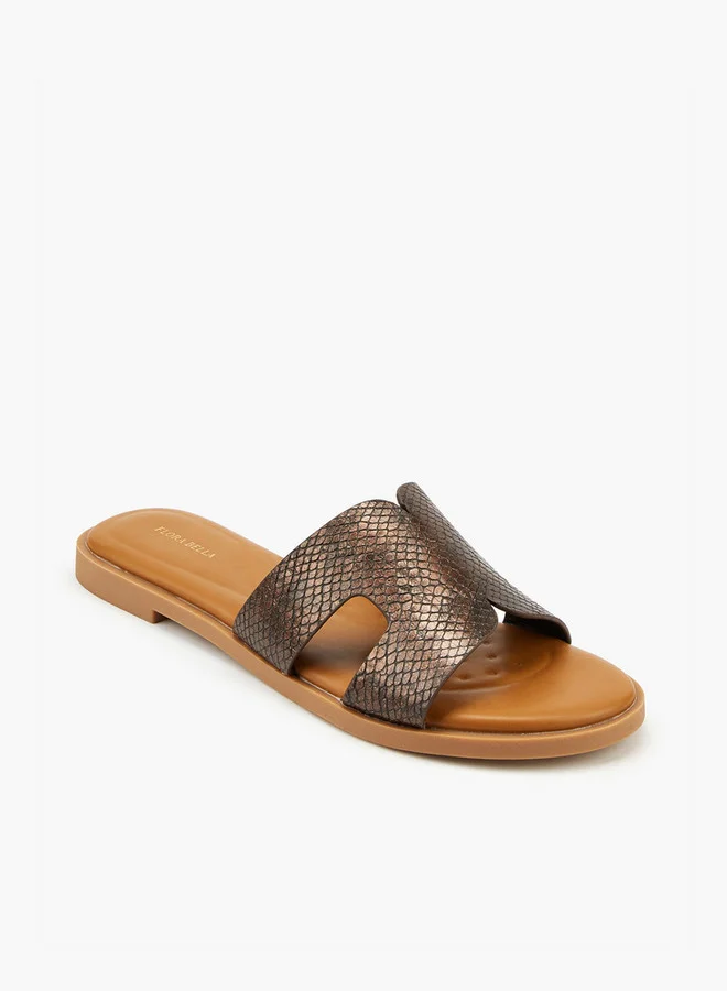 Flora Bella By Shoexpress Textured Slip-On Flat Sandals